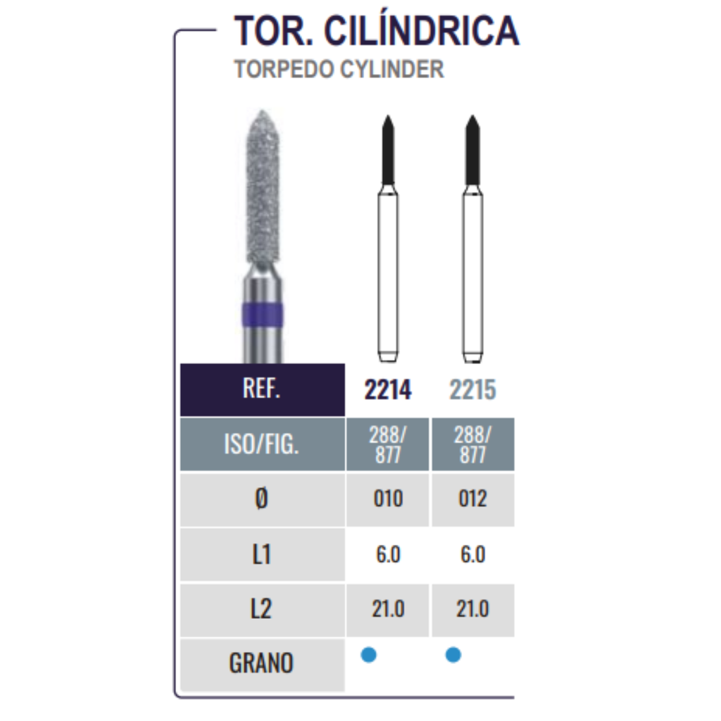 Piedra Diamante Torpedo Cilíndrica Microdont
