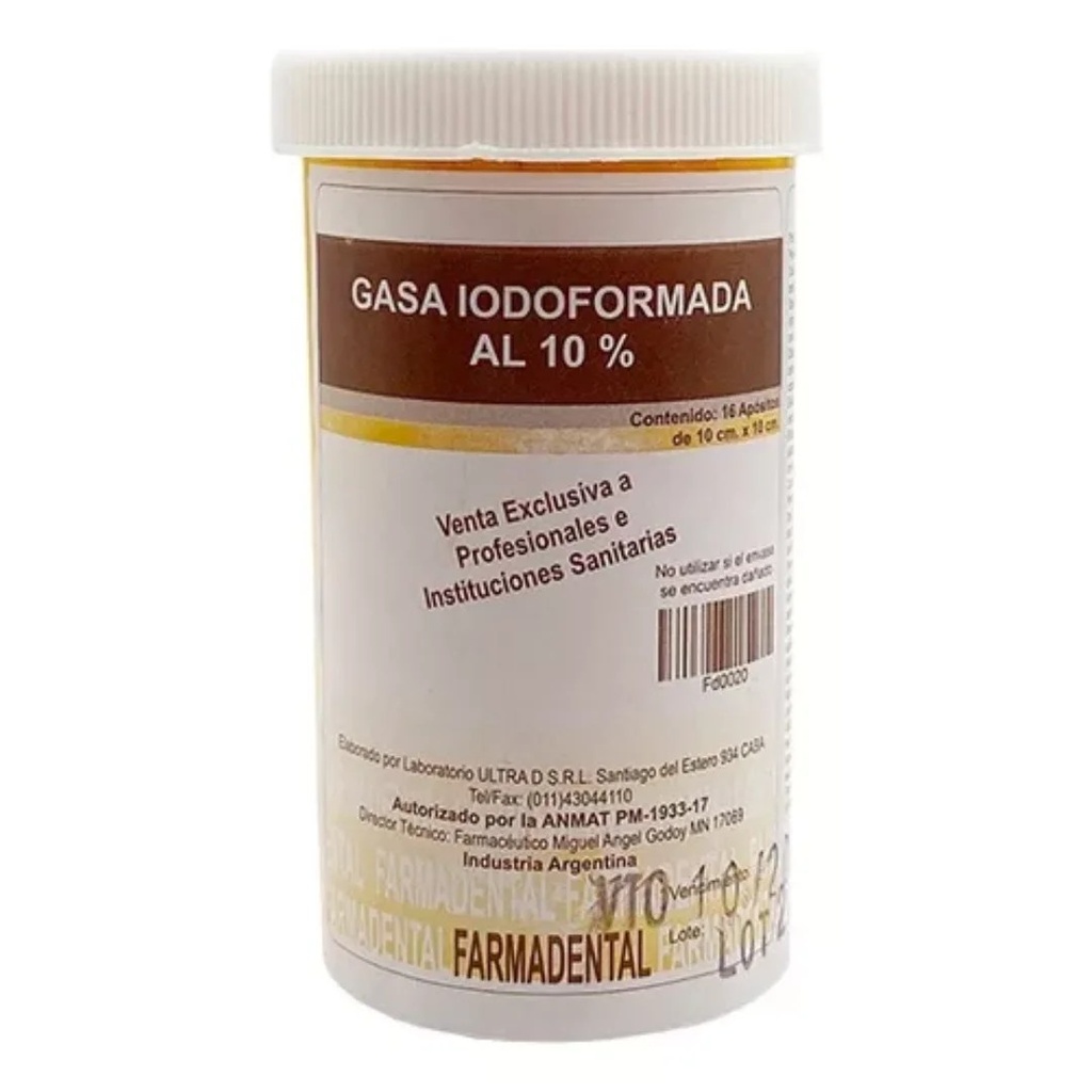 Gasa Iodoformada 10cm x 10cm Farmadental