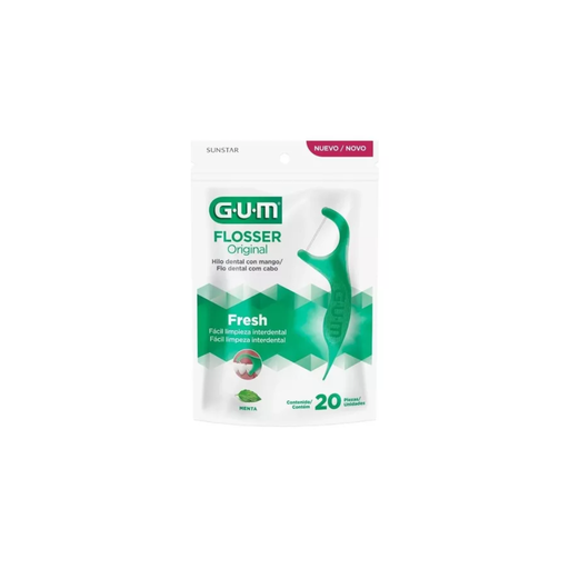 Gum Flossers - Hilo Dental Con Mango Menta Refrescante 20u.