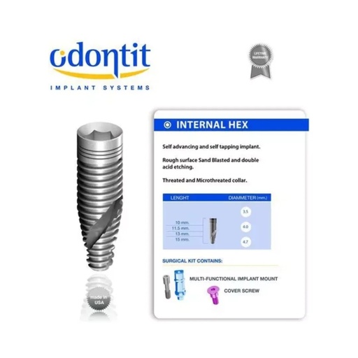 Implante Odontit Internal Hex+Porta Implante
